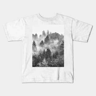 Redwood Forest Black and White Kids T-Shirt